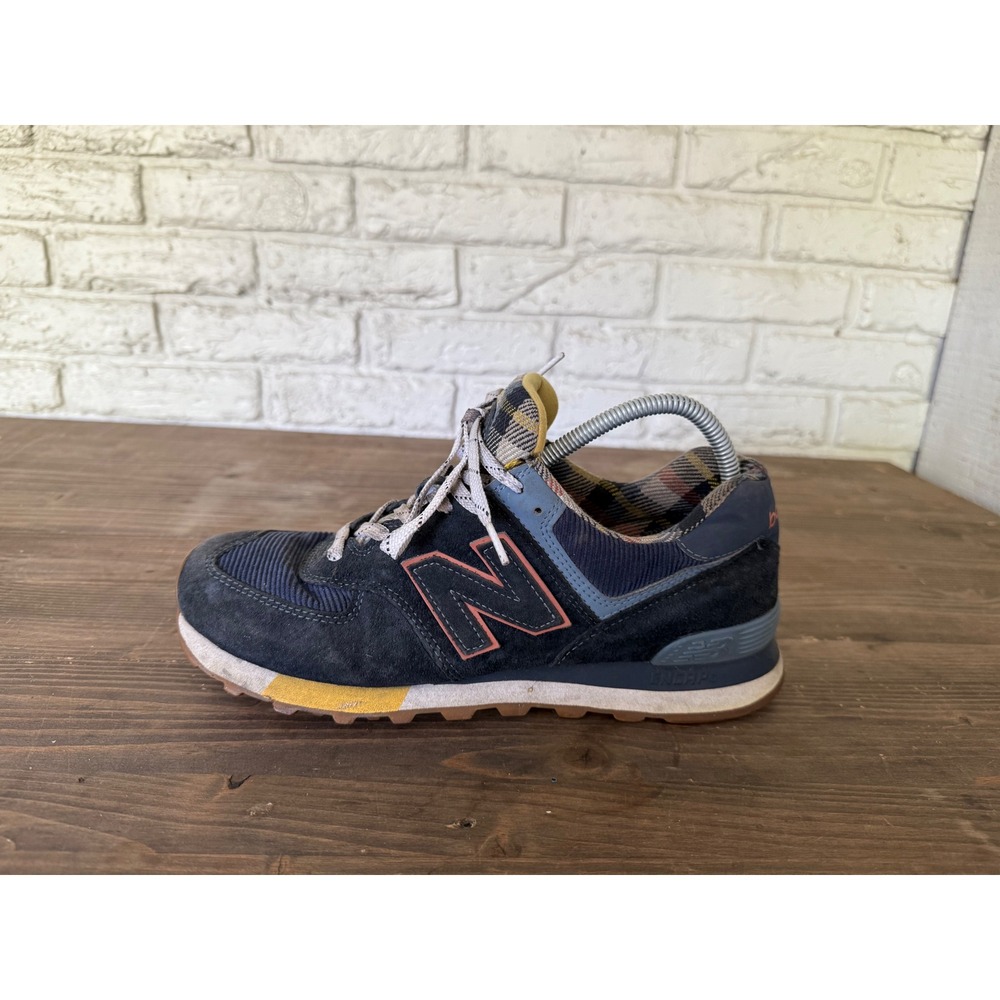 New Balance 574 HMK Dark Blue Plaid Suede Men's Limited Edition Sneakers Sz 9.5 - Picture 9 of 11
